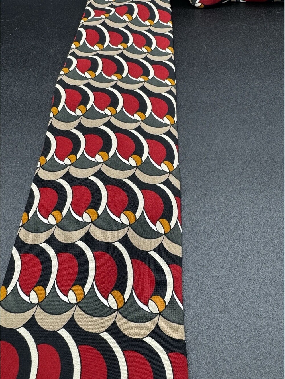Vintage 90s Allyn Saint George Art Deco Geometric Tie Fall 55” x 3.75”